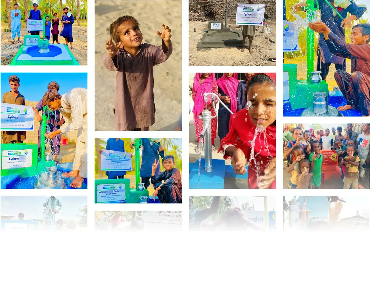 Photos of wells built by Well & Trees and Well Solidarity