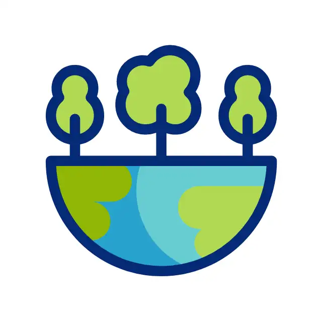 Nature icon with trees and a globe.